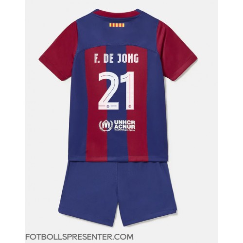Barcelona Frenkie de Jong #21 Hemmatröja Barn 2023-24 Kortärmad (+ korta byxor)
